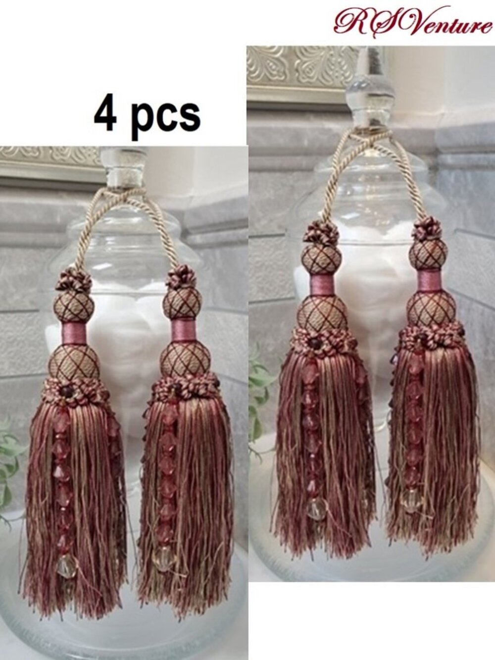 4 Curtain, Accent, Decorative Key Tassel